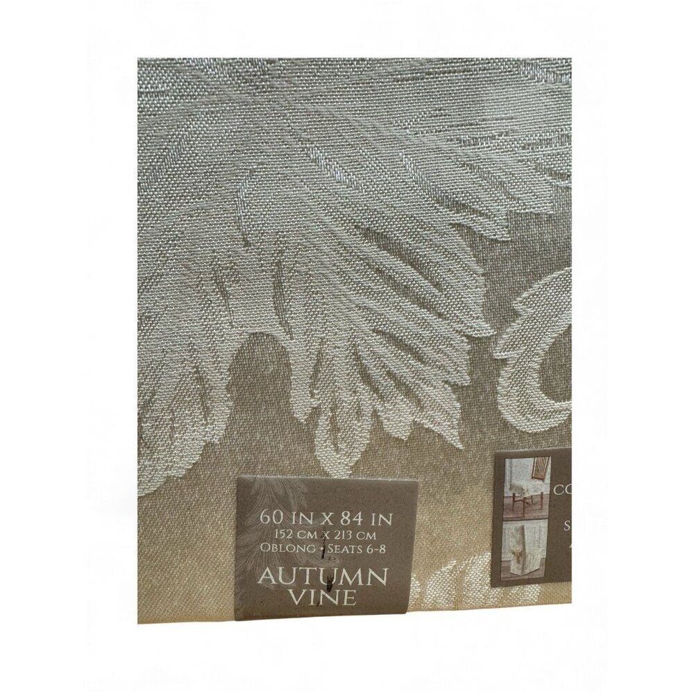 Autumn Vine Damask Tablecloth Ivory 60x84 Oblong New In Package - Picture 3 of 3